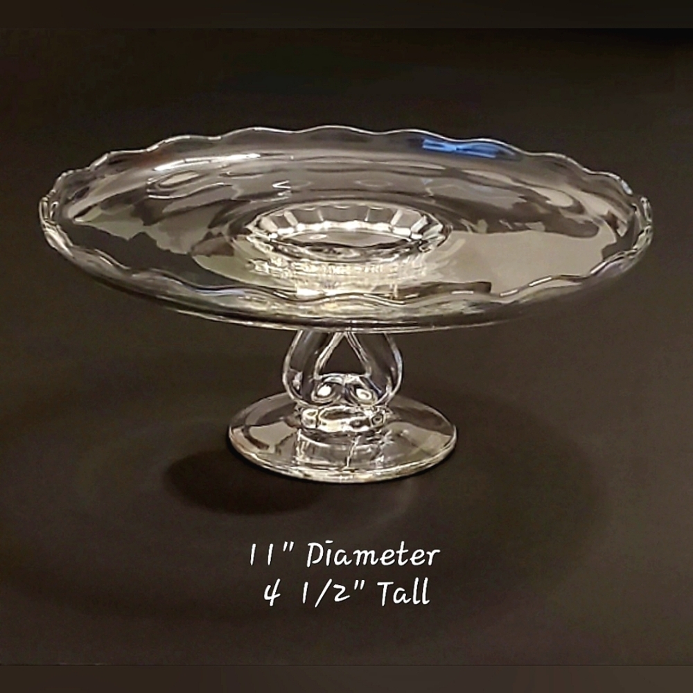 Viking 11" Princess Clear Glossy Thick Glass Cake Stand Vintage